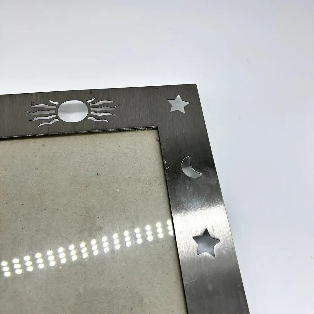 Vintage Moon Sun Photo Frame Navy Silver Tone Celestial Boho Picture Home Decor